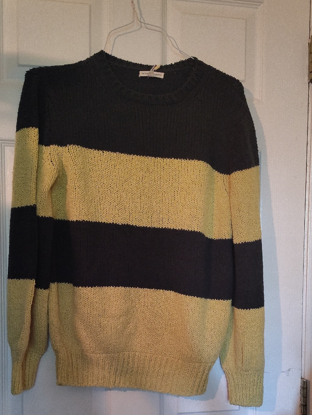 Boys Striped Crewneck Sweater in Black and Yellow - Casual Everyday Size 12-13